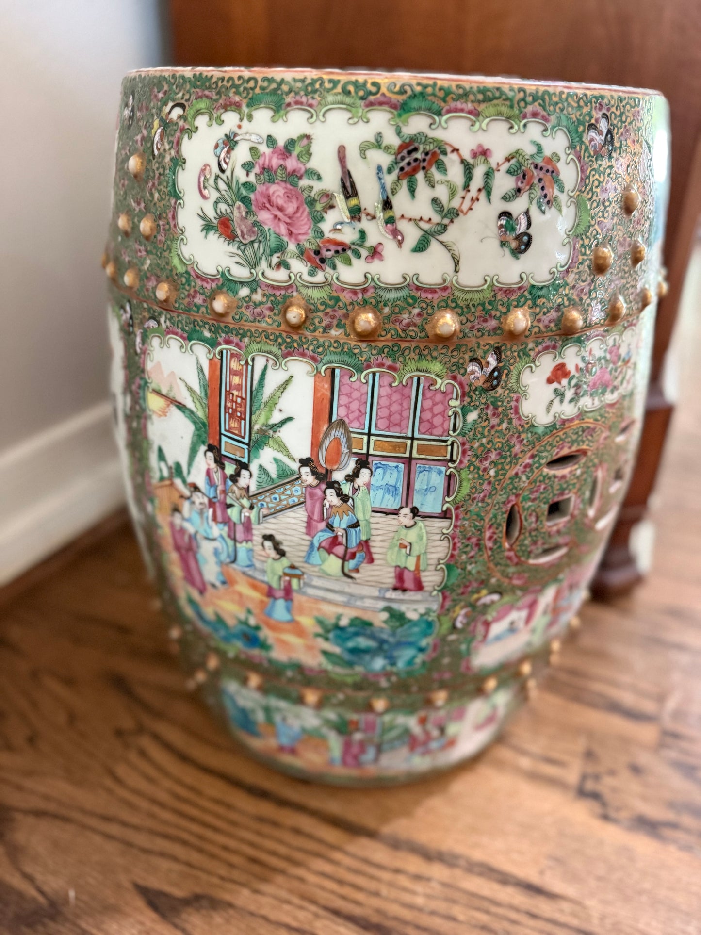 Antique Rose Medallion Garden Stool