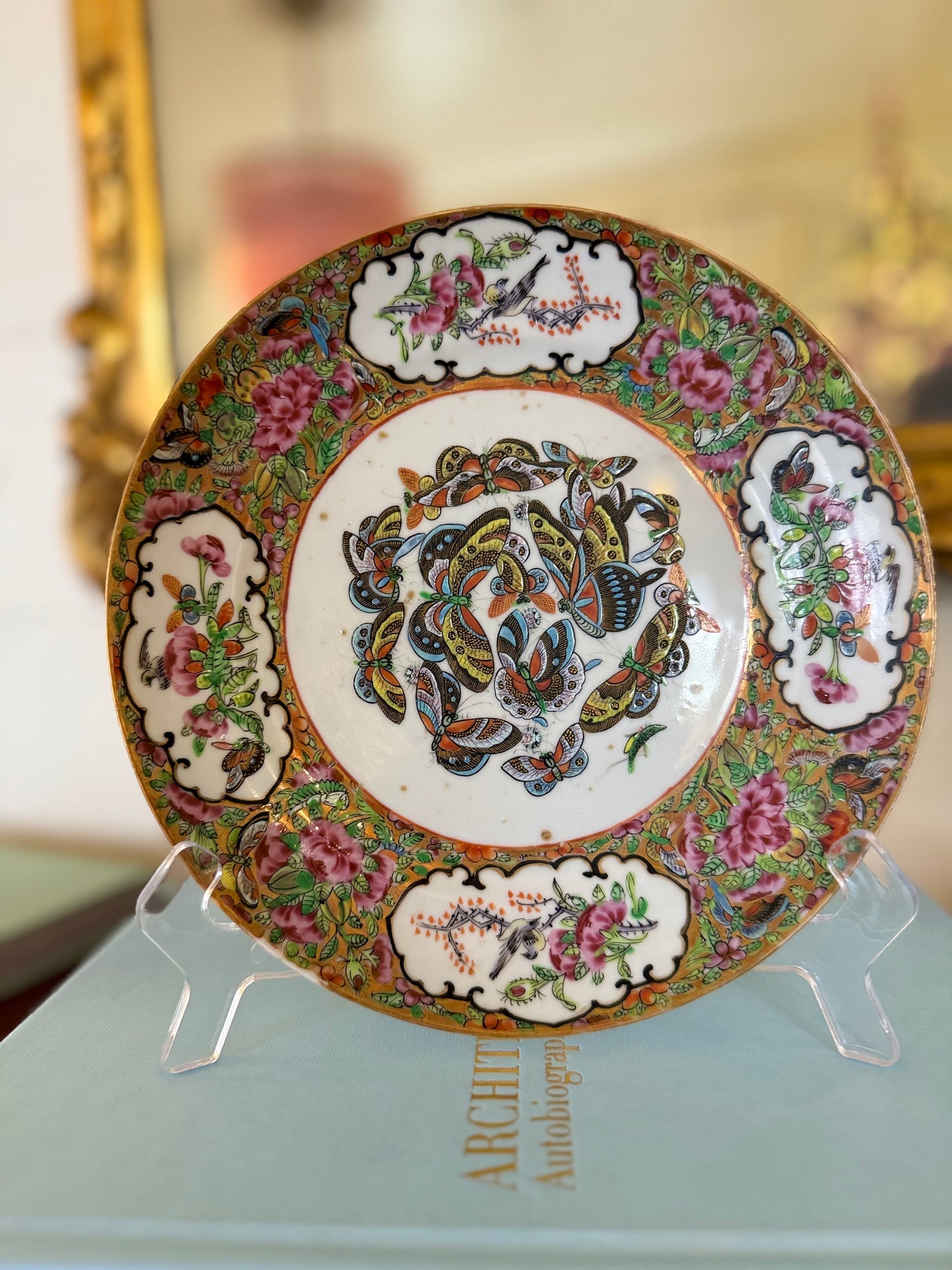 Rose Medallion Thousand Butterfly Antique Plate #1