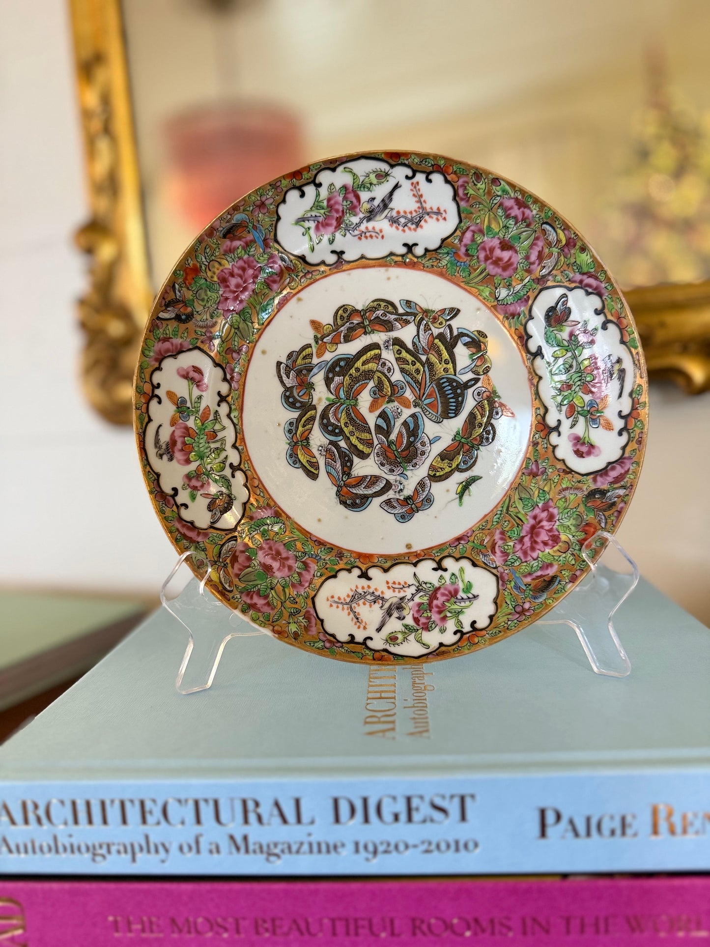 Rose Medallion Thousand Butterfly Antique Plate #1