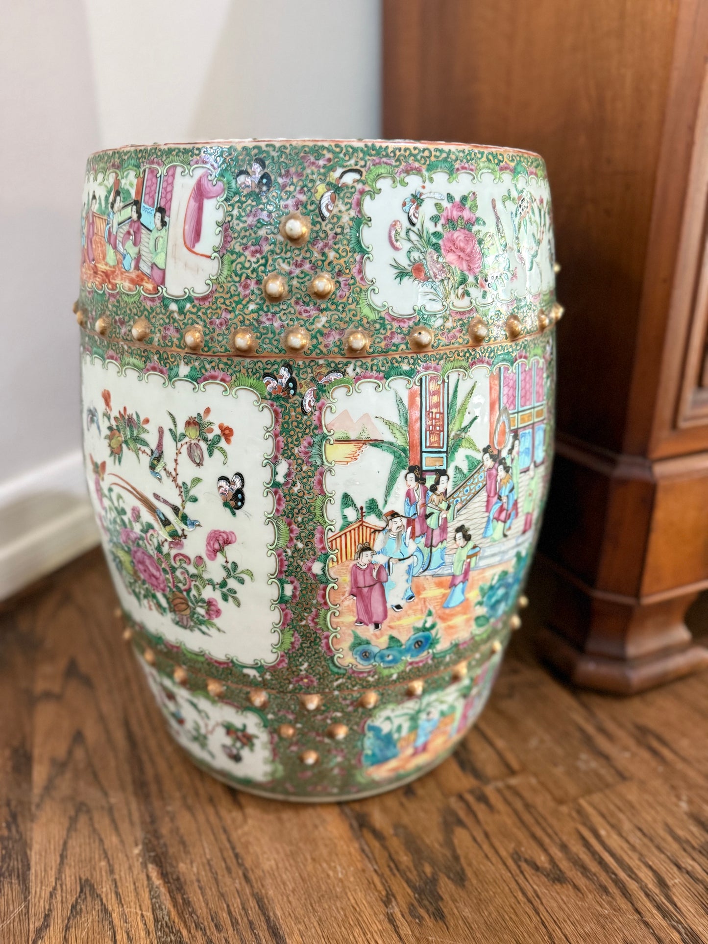 Antique Rose Medallion Garden Stool
